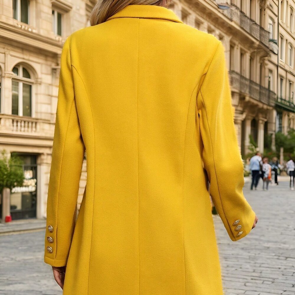 Yellow Women's French Button detailed long sleeved Jacket  Coat - Picture 2 of 6